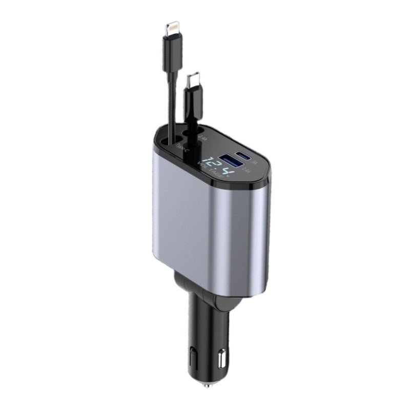 4 In 1 Retractable Car Charger Fast Car Phone Charger 120W With USB Type C Cable - Harbor Goods