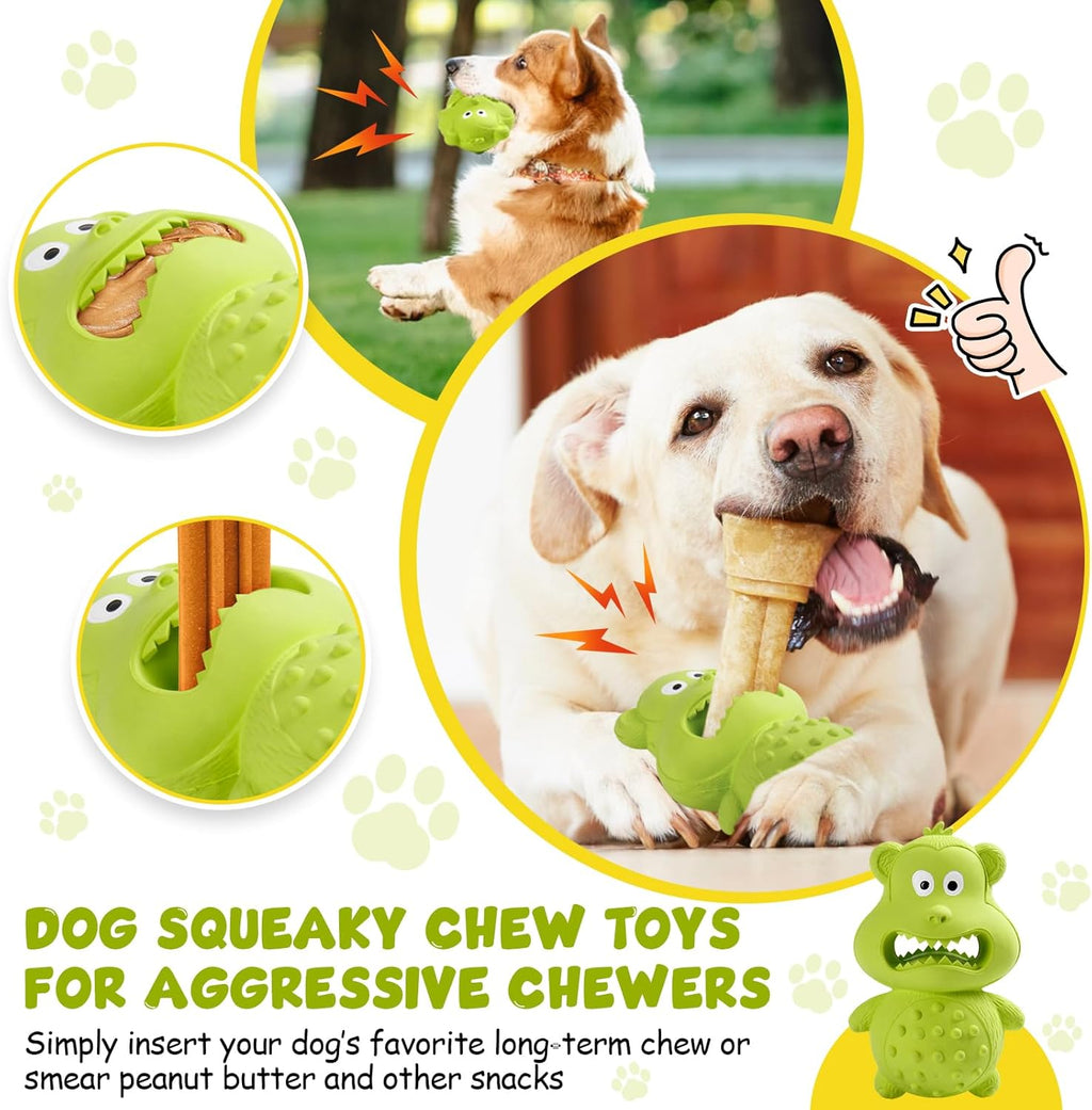 Dog Toys For Aggressive Chewers Natural Rubber Squeaky Dog Toys Indestructible Dog Toy Dog Chew Toys For Aggressive Chewers Interactive Tough Durable Dog Toys Dog Toys To Keep Them Busy - Harbor Goods