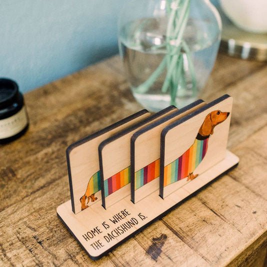 Rainbow Sausage Dog Coaster Coaster - Harbor Goods