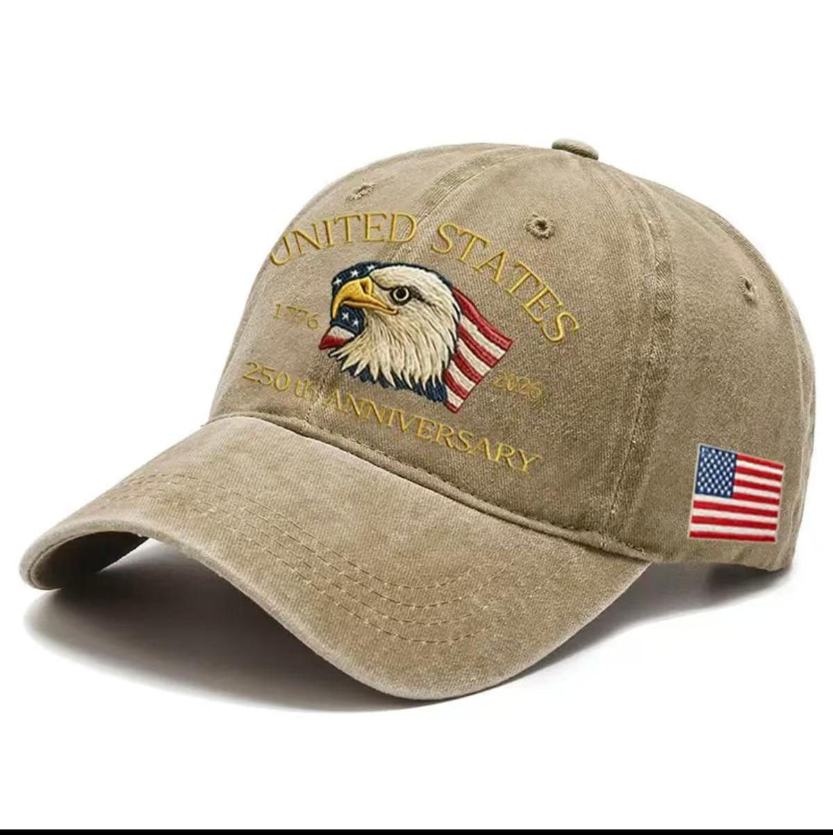 USA 250th Anniversary Cap Washed-Print Hat Flag USA Eagle Baseball Cap Embroidery Casual Breathable Sports Hat Outdoor Sunscreen Dad Hats For Women Men - Harbor Goods