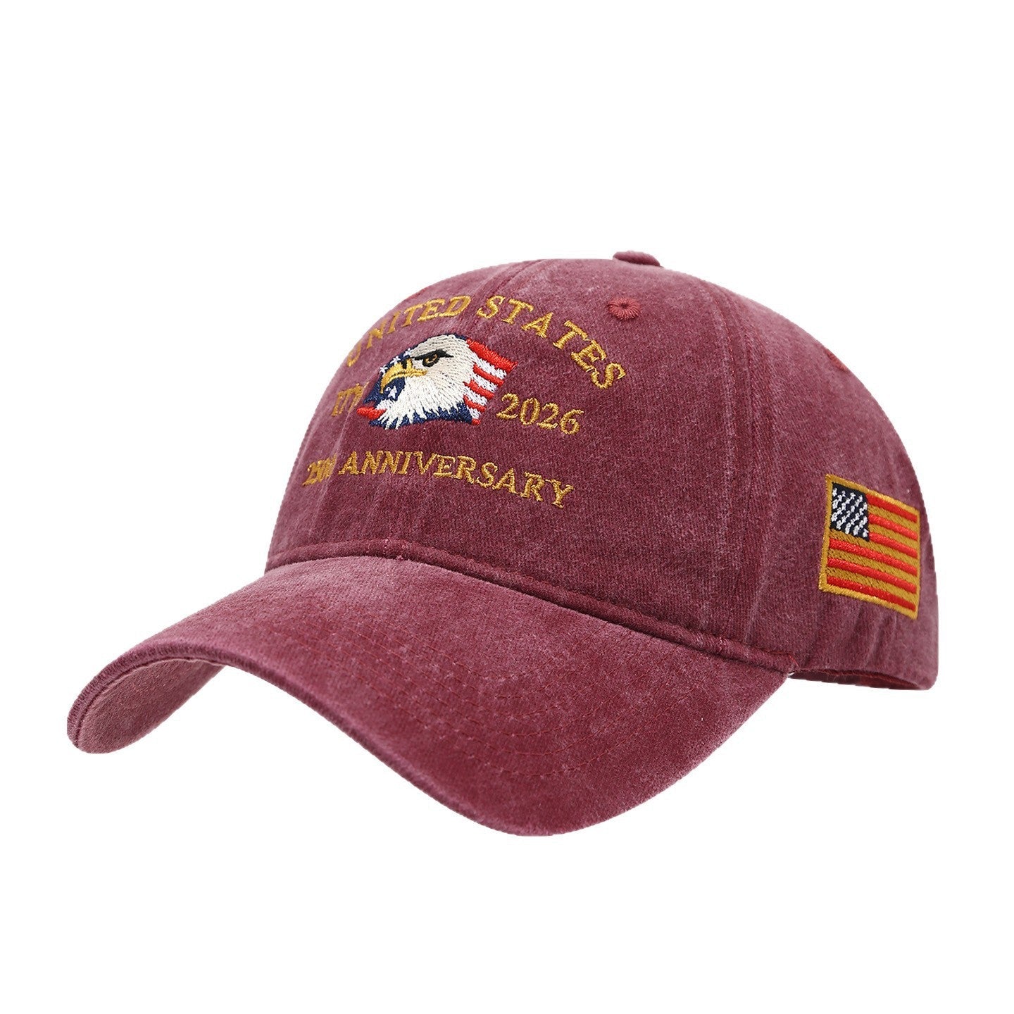 USA 250th Anniversary Cap Washed-Print Hat Flag USA Eagle Baseball Cap Embroidery Casual Breathable Sports Hat Outdoor Sunscreen Dad Hats For Women Men - Harbor Goods