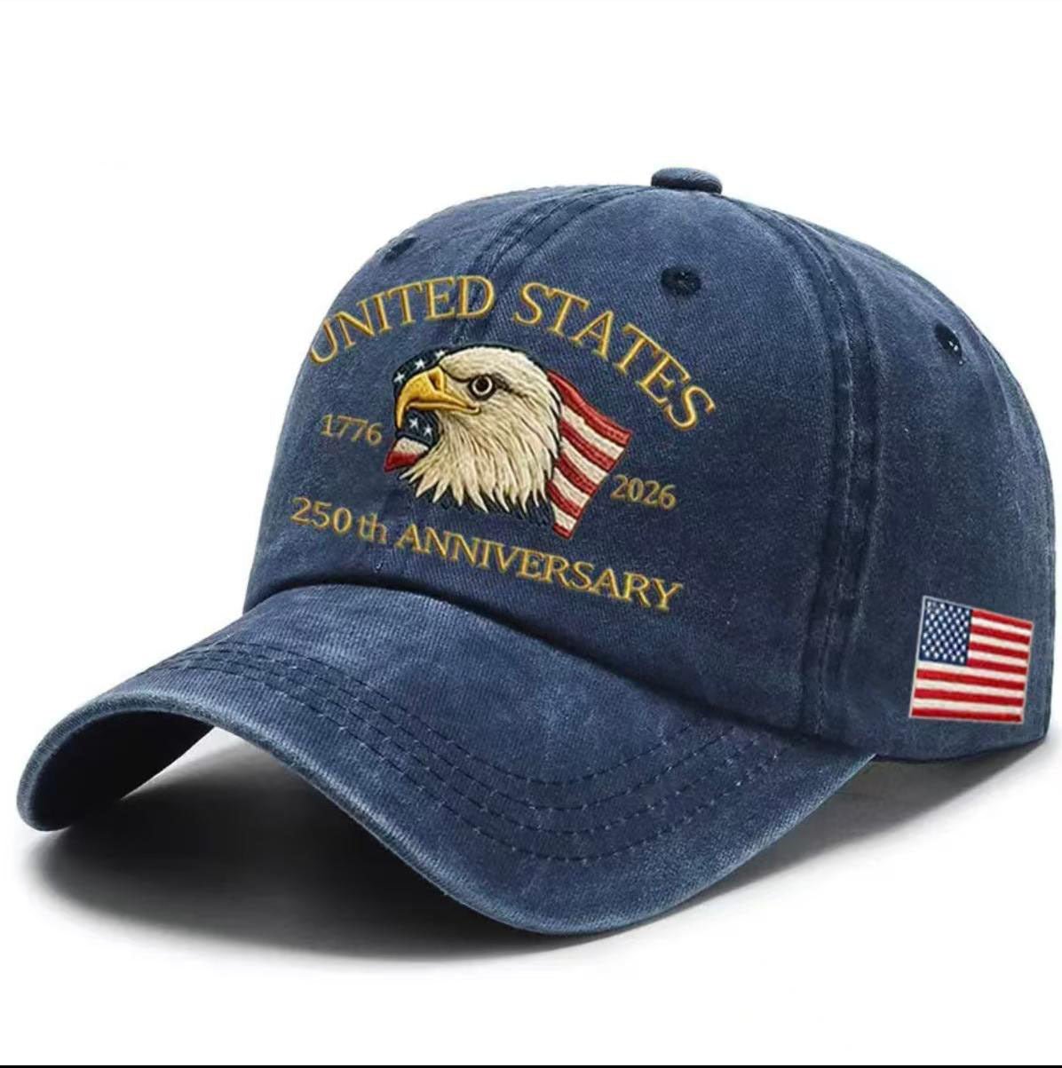 USA 250th Anniversary Cap Washed-Print Hat Flag USA Eagle Baseball Cap Embroidery Casual Breathable Sports Hat Outdoor Sunscreen Dad Hats For Women Men - Harbor Goods