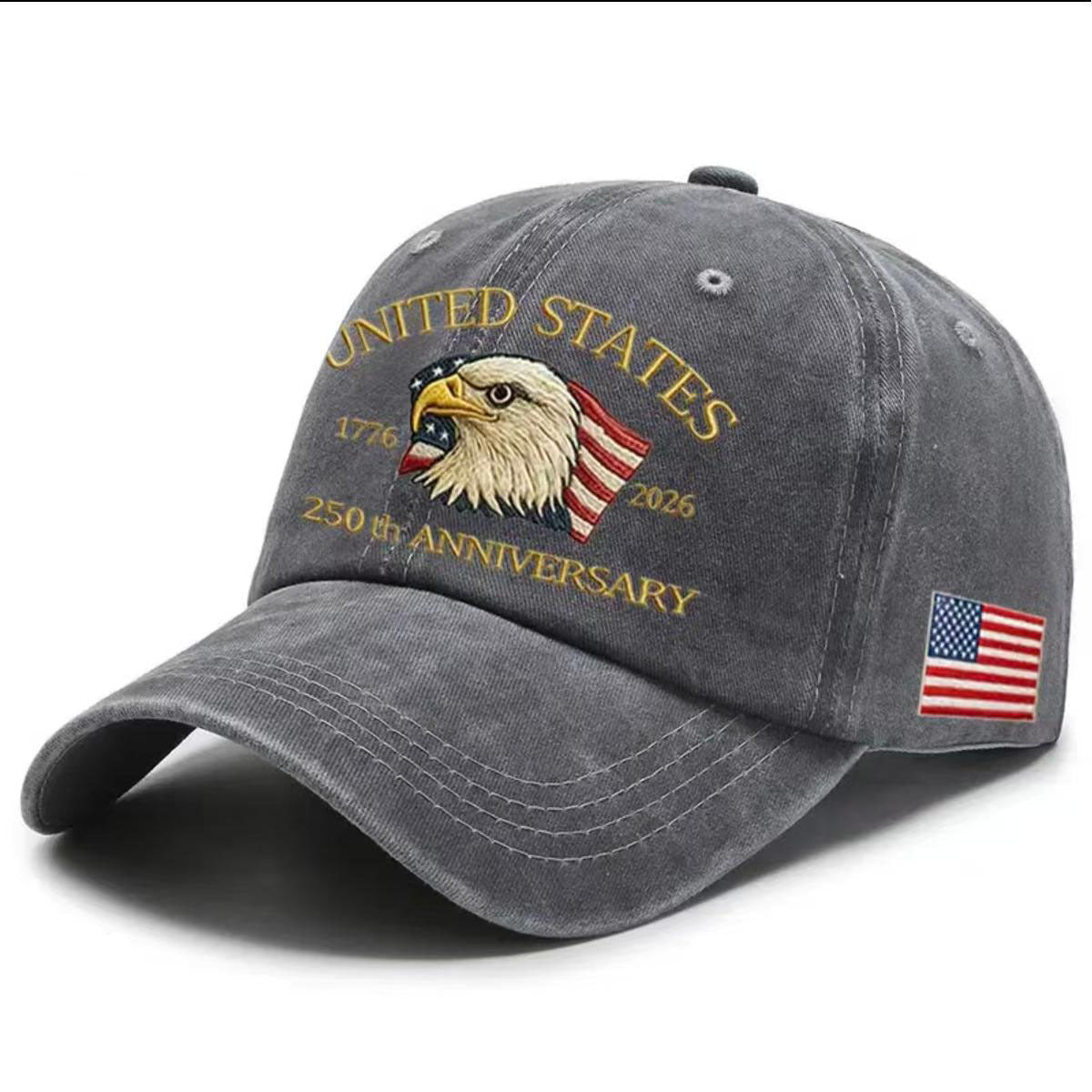 USA 250th Anniversary Cap Washed-Print Hat Flag USA Eagle Baseball Cap Embroidery Casual Breathable Sports Hat Outdoor Sunscreen Dad Hats For Women Men - Harbor Goods