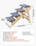 Wood Pet Stairs, 4-Step Dog Stairs For Beds, Sofa & Cars, 150lbs Load Capacity, Floded Flat Design, Stable & Sturdy Cat & Dog Step Ladder For Small Medium Large Older Pet Puppy Essentials - Harbor Goods
